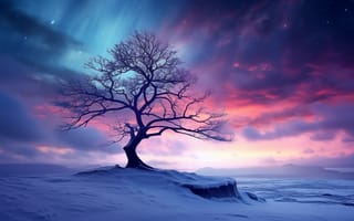 Картинка trees, winter, AI art, snow