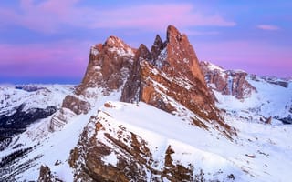Картинка Закат, Снег, Больцано, Italy, Sunset, Италия, Bolzano, Snow