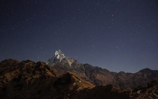 Картинка небо, горы, природа, Непал, Nepal, звёзды, ночь, скалы