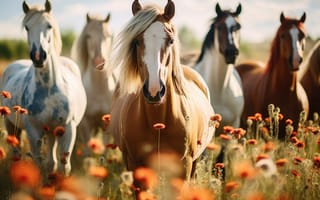 Картинка конь, ИИ-арт, природа, лошадь, НЕЙРОСЕТЬ