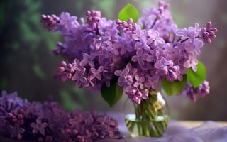 Картинка цветы, букет, весна, ИИ-арт, сирень, НЕЙРОСЕТЬ, ваза