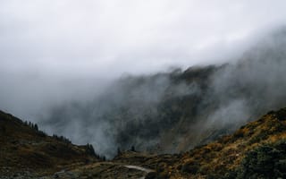 Картинка небо, горы, тропинка, природа, Австрия, туман, скалы, Austria