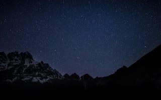 Картинка небо, горы, звёзды, ночь, природа, скалы, Непал, Гималаи