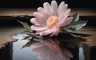 Картинка цветок, вода, розовый, арт, хризантема