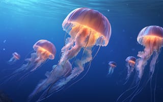 Картинка море, медузы, НЕЙРОСЕТЬ, подводный мир, ИИ-арт