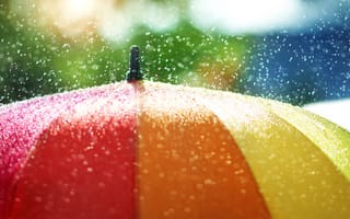 Картинка капли, дождь, зонт, цвет, настроение