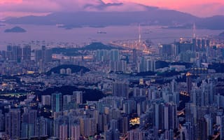Картинка city, night, hongkong