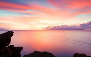 Картинка Гаваи, океан, Hawaii, рассвет, скалы, Ka'anapali coast, Maui