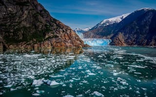 Картинка Аляска, лёд, Alaska, горы, ледник, Глейшер Бей, Glacier Bay National Park