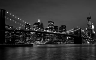 Картинка city, road, The Bridge, evening, building, Brooklyn Bridge