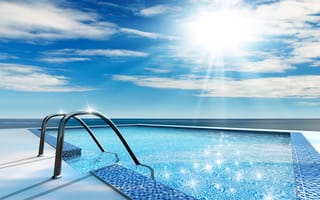 Картинка солнце, купание, отдых, бассейн, вода, лето