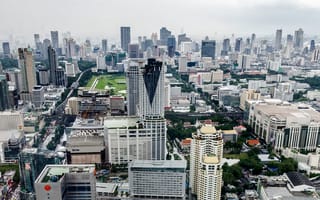 Картинка city, город, небоскребы, дома, дождь, азия, улица, здания