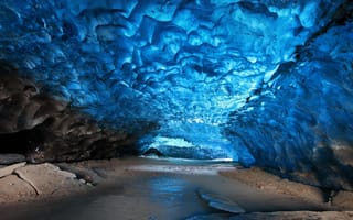 Картинка Cave, Skaftafell Iceland, stones, ice, blue
