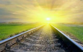 Картинка железная дорога, солнце, ярко