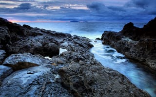 Картинка Португалия, облака, острова, море, вода, Мадейра, восход солнца, скалы, небо