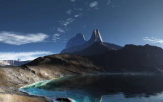 Картинка Горы, панорама, скалы, озеро