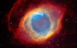 Картинка Туманность Улитка, Планетарная Туманность, The Helix Nebula, Гибель Звезды, NGC 7293, Глаз Бога, Белый Карлик, Stars
