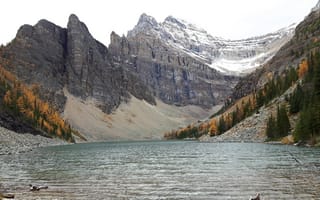 Картинка небо, вода, деревья, горы, Канада, Banff National Park, скалы, природа