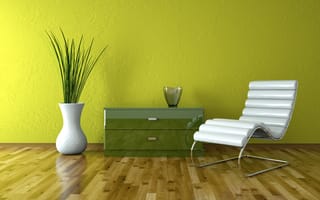 Картинка ваза, vase, Интерьер, leather chair, Interior, кожаное кресло, stylish Design, green wall, стильный дизайн, зеленая стена