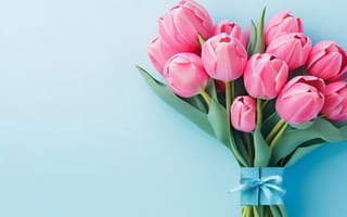 Картинка цветы, букет, flowers, розовые, tulips, beautiful, тюльпаны, pink
