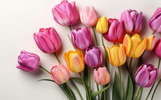 Картинка цветы, букет, tulips, colorful, flowers, тюльпаны, purple, spring