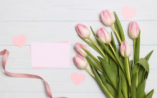 Картинка цветы, букет, pink, wood, тюльпаны, flowers, love, розовые