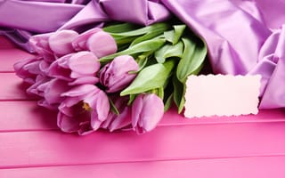 Картинка цветы, букет, beautiful, flowers, тюльпаны, wood, pink, розовые