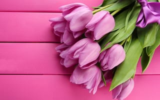 Картинка цветы, букет, тюльпаны, pink, beautiful, wood, flowers, розовые