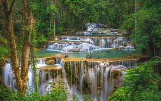 Картинка лес, природа, река, водопад, тайланд