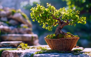 Картинка trees, nature, bonsai, AI art, plants