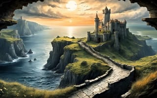 Картинка fantasy, sea, castle