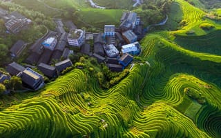 Картинка China, Горы, Терассы, Вид сверху, Longji Terraces, Guilin, Китай