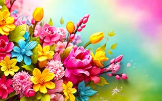 Картинка цветы, яркие, spring, flowers, bright, composition, colorful