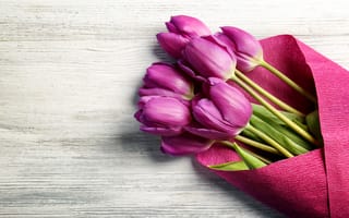 Картинка цветы, букет, flowers, purple, tulips, spring, wood, тюльпаны