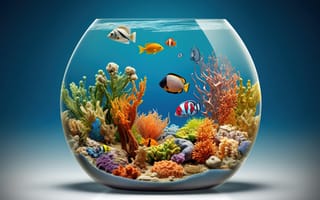 Картинка рыбки, аквариум, кораллы, glass, coral, aquarium, fish, colorful