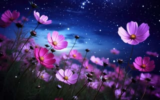 Картинка цветы, ночь, pink, flowers, весна, beautiful, night, dark