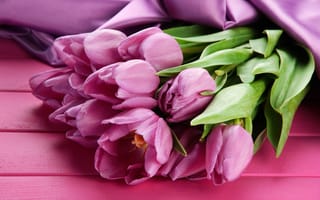 Картинка цветы, букет, wood, tulips, pink, flowers, spring, тюльпаны
