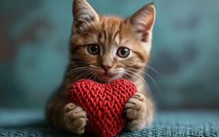 Картинка кошка, котенок, kitten, милый, сердце, heart, cute, lovely