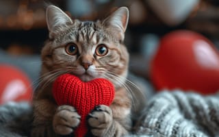 Картинка кошка, котенок, cute, милый, heart, lovely, сердце, kitten