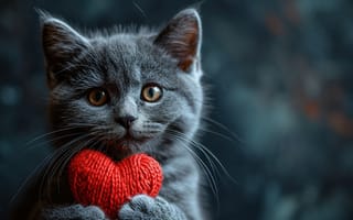 Картинка кошка, котенок, lovely, милый, heart, cute, kitten, сердце
