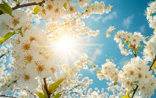 Картинка солнце, цветы, spring, blossom, весна, flowers, цветение, sunshine