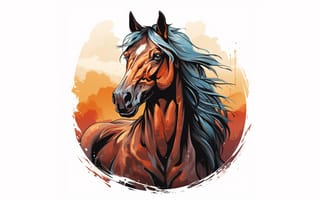 Картинка морда, круги, портрет, лошадь, белый, конь, живопись, акварель
