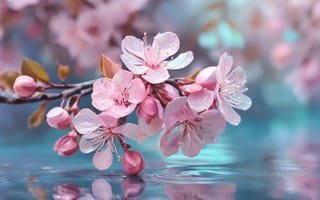 Картинка цветы, весна, flowers, sunshine, pink, cherry, blossom, цветение