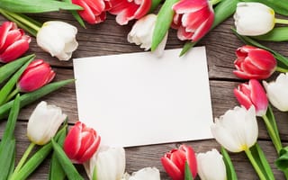Картинка цветы, букет, тюльпаны, tulips, white, flowers, red, wood