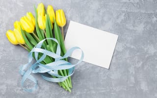 Картинка цветы, букет, yellow, открытка, flowers, tulips, wood, тюльпаны