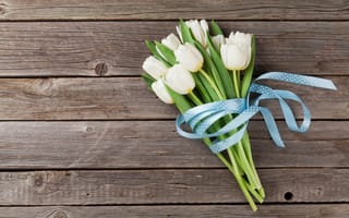 Картинка цветы, букет, тюльпаны, wood, white, spring, tulips, flowers