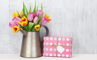 Картинка цветы, букет, pink, tulips, тюльпаны, spring, colorful, flowers