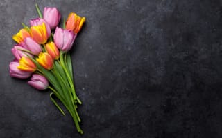 Картинка цветы, букет, тюльпаны, colorful, flowers, spring, pink, tulips
