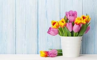 Картинка цветы, букет, colorful, spring, pink, тюльпаны, flowers, tulips