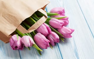 Картинка цветы, букет, тюльпаны, flowers, spring, pink, tulips, wood
